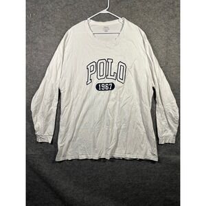 Polo Ralph Lauren Men's White Long‎ Sleeve T-Shirt Graphic Tee 1967 4XLT